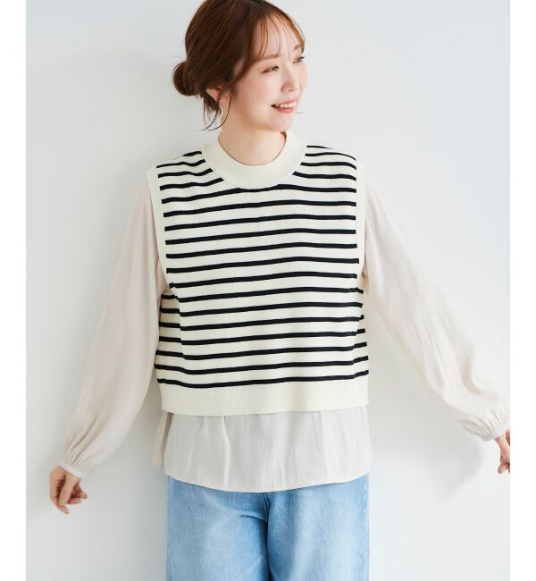  「ブラウスレイヤードニットベスト」|ベスト・ジレ|