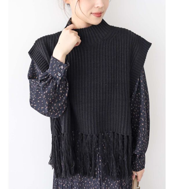 le.coeur blanc「《手洗い可能》フリンジニットベスト」|ベスト・ジレ|