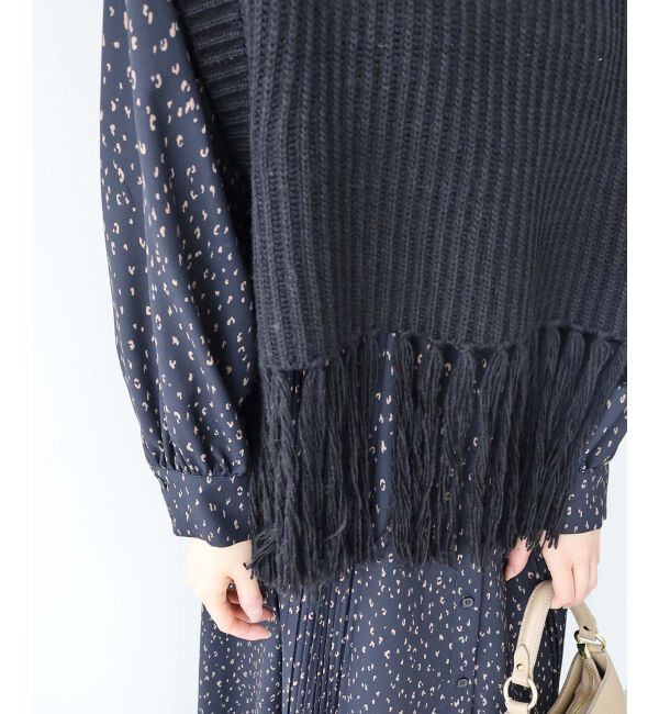 le.coeur blanc「《手洗い可能》フリンジニットベスト」|ベスト・ジレ|