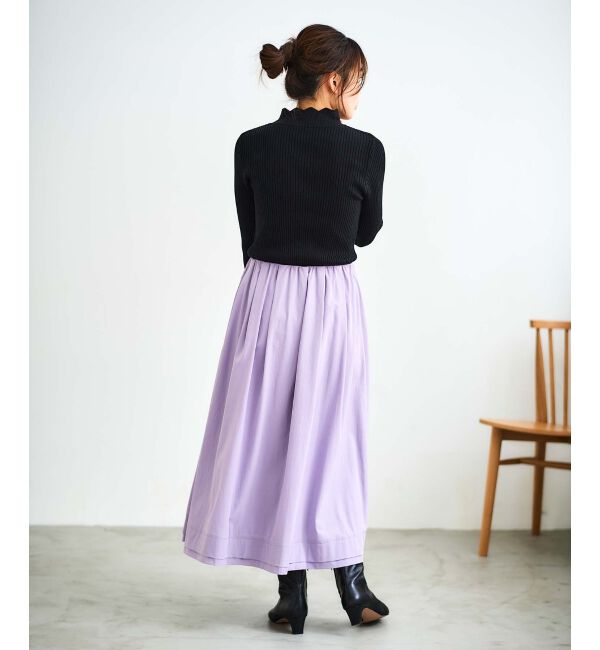 le.coeur blanc「ナイロンタックギャザーダブルヘムスカート」|スカート|