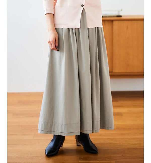 le.coeur blanc「ナイロンタックギャザーダブルヘムスカート」|スカート|