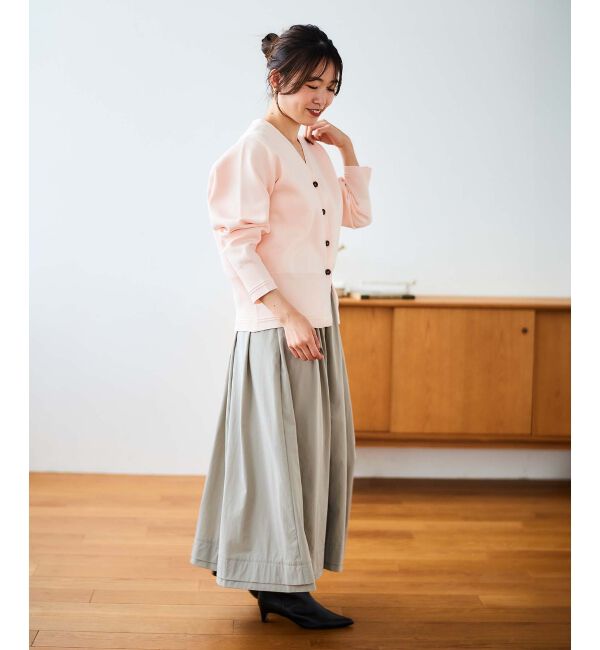 le.coeur blanc「ナイロンタックギャザーダブルヘムスカート」|スカート|