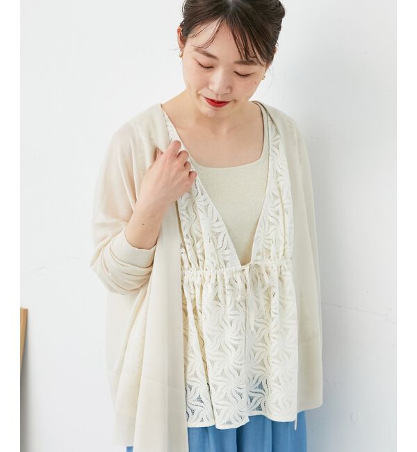  「《手洗い可能》シアーミドル丈カーディガン」|カーディガン|
