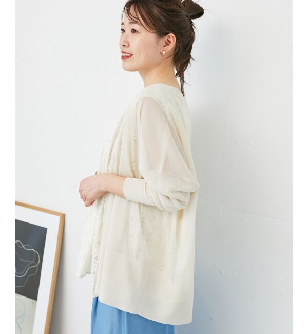  「《手洗い可能》シアーミドル丈カーディガン」|カーディガン|