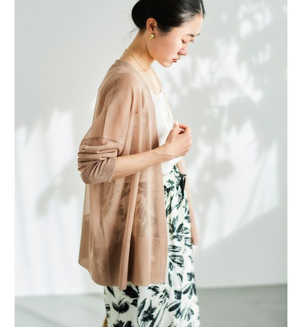  「《手洗い可能》シアーミドル丈カーディガン」|カーディガン|