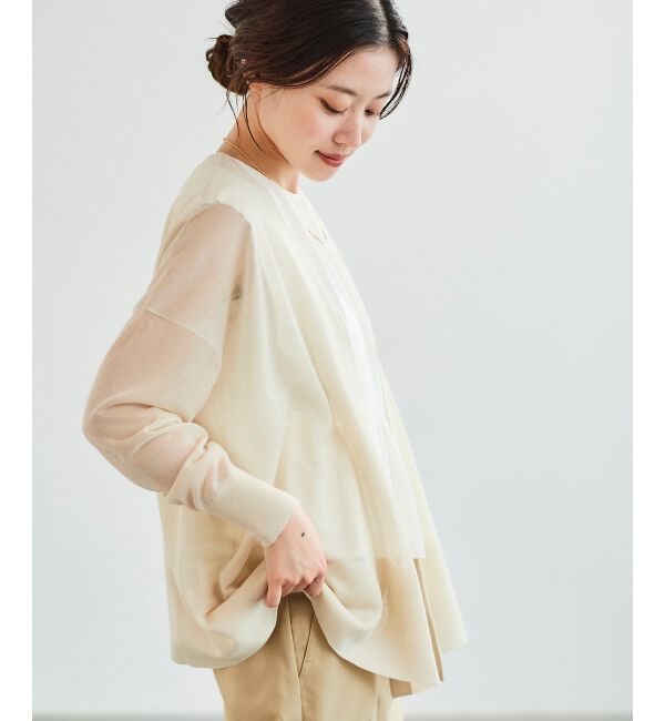  「《手洗い可能》シアーミドル丈カーディガン」|カーディガン|
