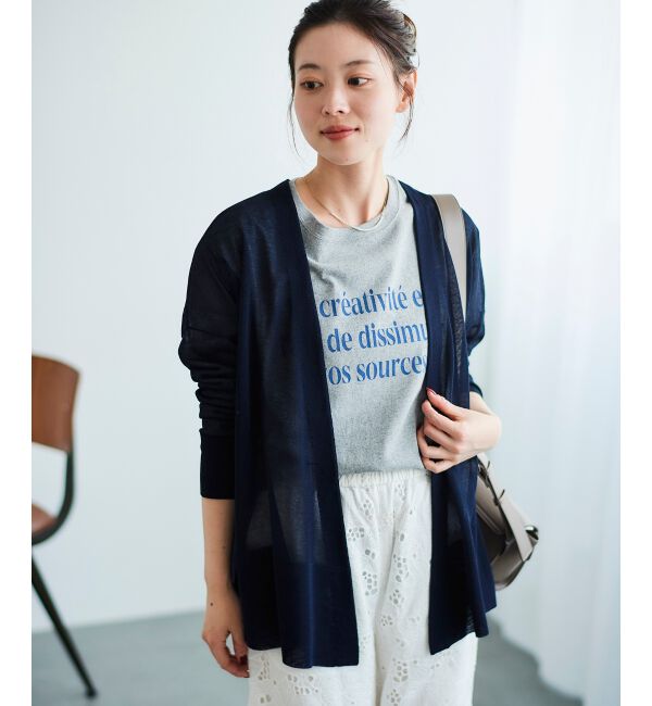  「《手洗い可能》シアーミドル丈カーディガン」|カーディガン|