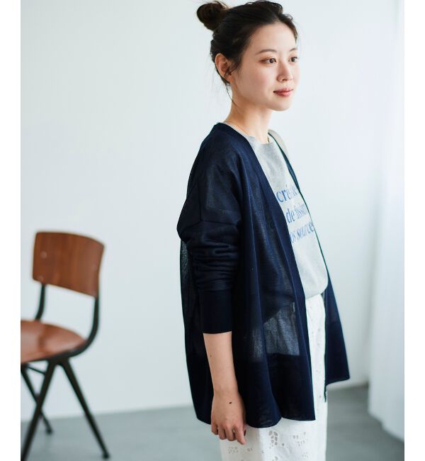  「《手洗い可能》シアーミドル丈カーディガン」|カーディガン|