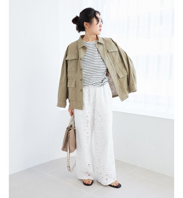 le.coeur blanc「ボーダーモチーフ刺繍カットソー」|Tシャツ・カットソー|