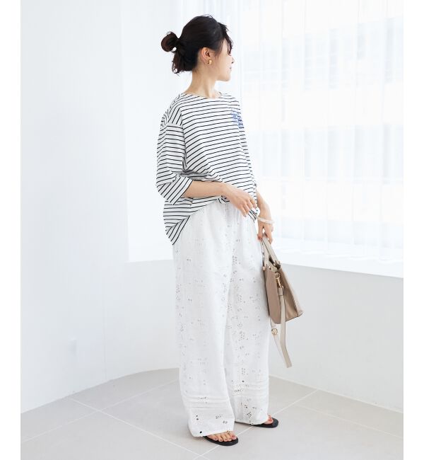 le.coeur blanc「ボーダーモチーフ刺繍カットソー」|Tシャツ・カットソー|