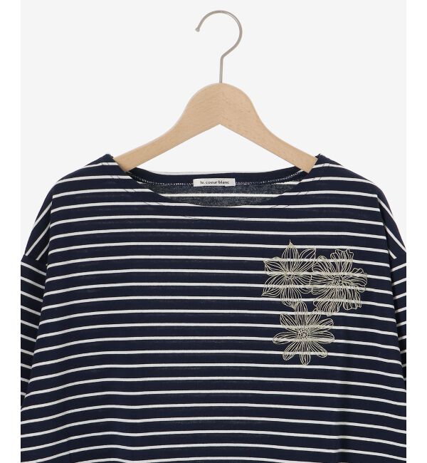 le.coeur blanc「ボーダーモチーフ刺繍カットソー」|Tシャツ・カットソー|