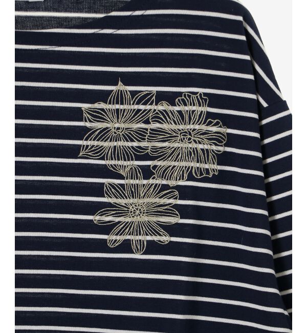 le.coeur blanc「ボーダーモチーフ刺繍カットソー」|Tシャツ・カットソー|