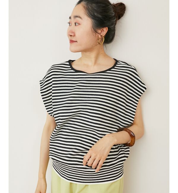  「《手洗い可能》柄編みボーダーフレンチニット」|ニット・セーター|