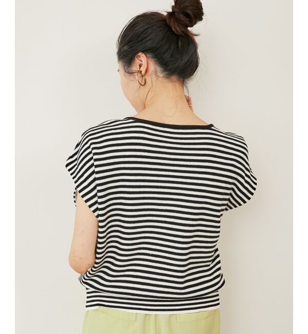  「《手洗い可能》柄編みボーダーフレンチニット」|ニット・セーター|