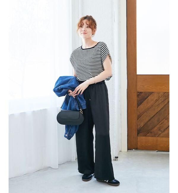  「《手洗い可能》柄編みボーダーフレンチニット」|ニット・セーター|