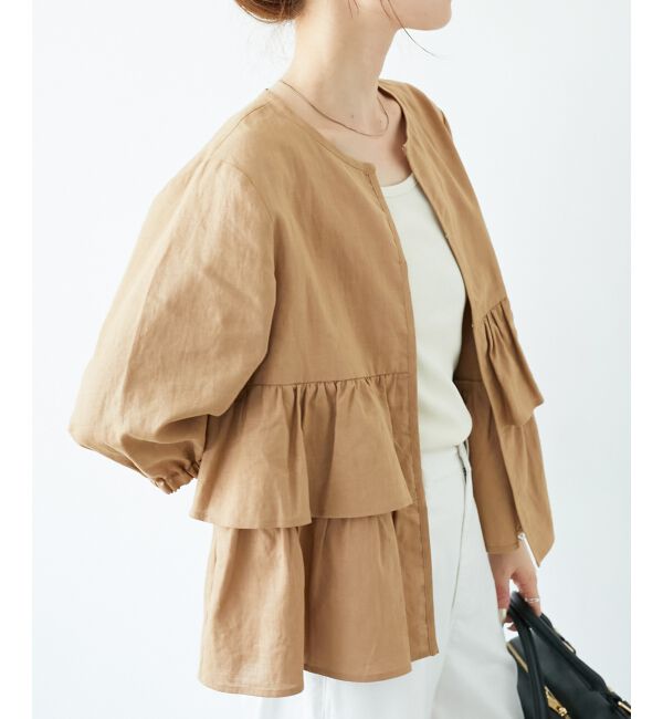  「《着映え◎》コットン麻フリルティアードジャケット」|その他|