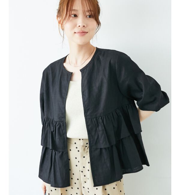 「《着映え◎》コットン麻フリルティアードジャケット」|その他|