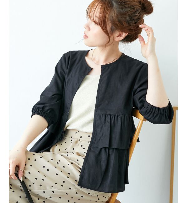  「《着映え◎》コットン麻フリルティアードジャケット」|その他|