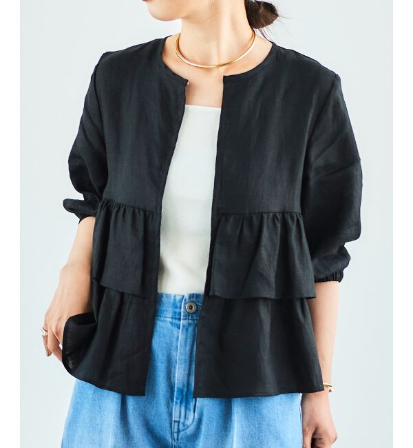  「《着映え◎》コットン麻フリルティアードジャケット」|その他|