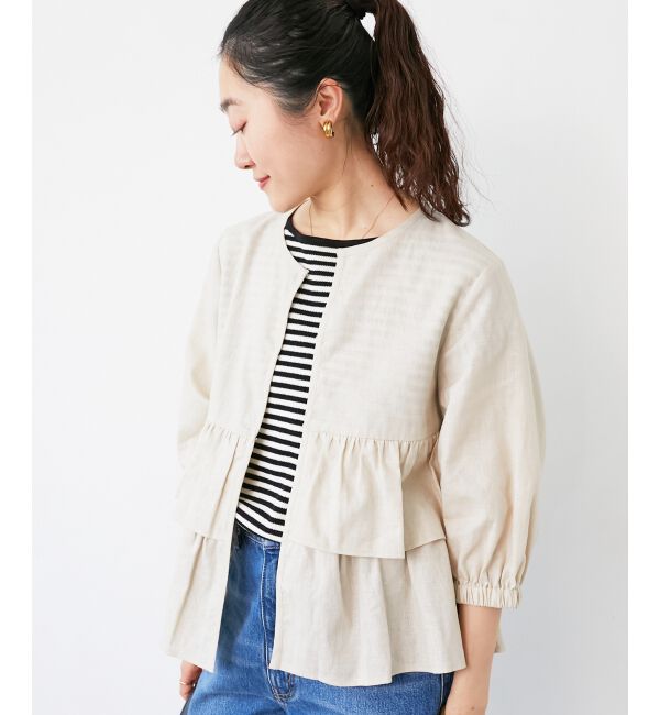  「《着映え◎》コットン麻フリルティアードジャケット」|その他|