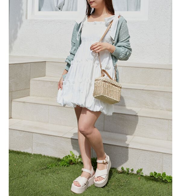  「肩リボンバルーンチュニック」|シャツ・ブラウス|