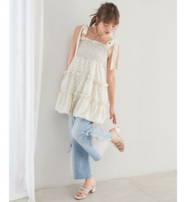  「肩リボンバルーンチュニック」|シャツ・ブラウス|