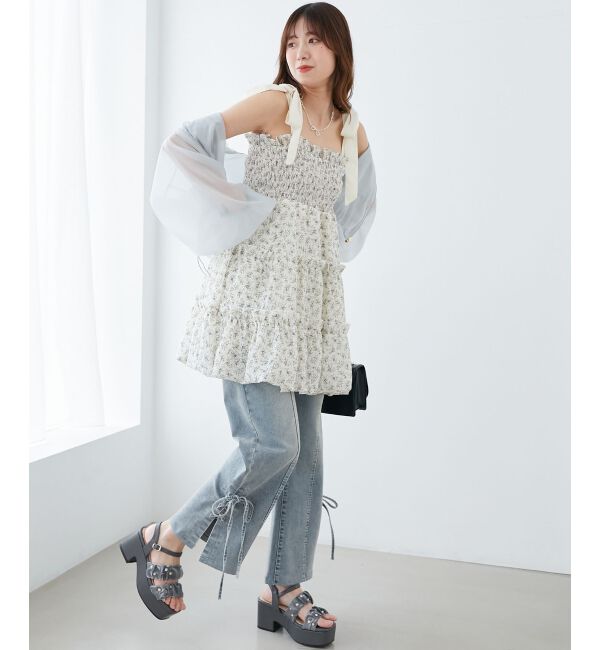  「肩リボンバルーンチュニック」|シャツ・ブラウス|