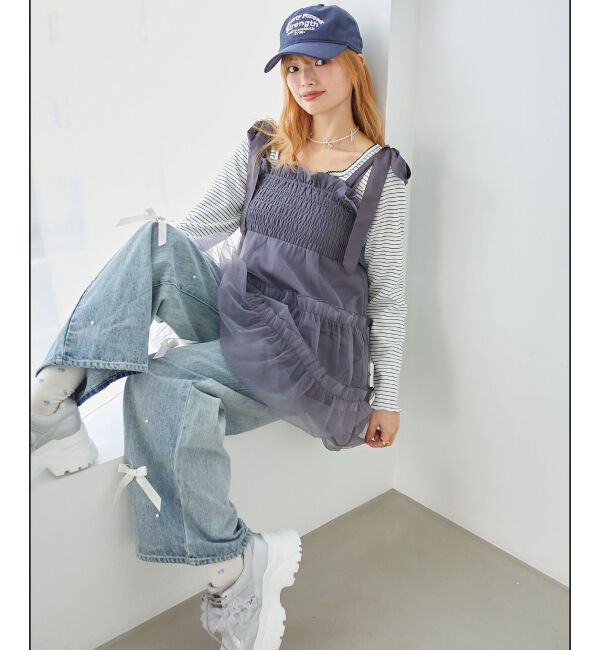  「肩リボンバルーンチュニック」|シャツ・ブラウス|