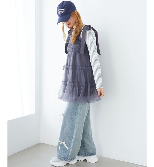  「肩リボンバルーンチュニック」|シャツ・ブラウス|