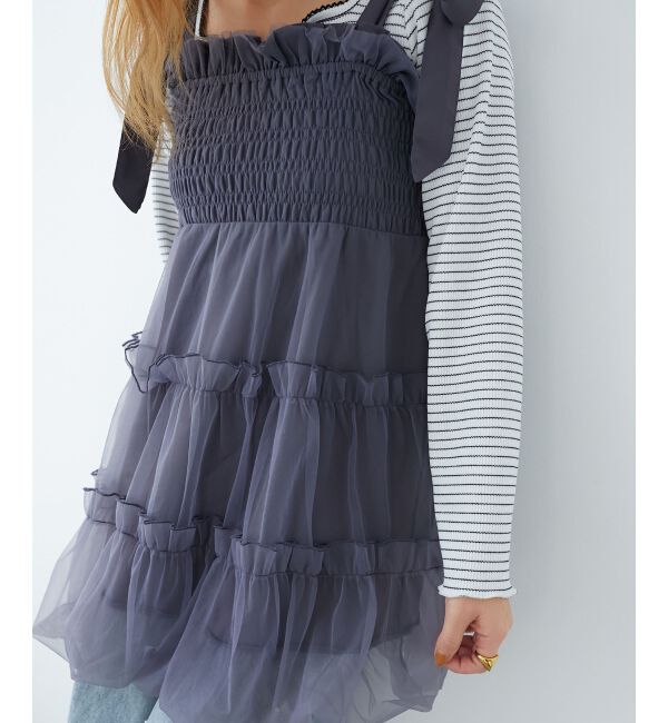  「肩リボンバルーンチュニック」|シャツ・ブラウス|