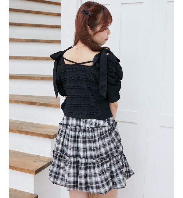  「肩リボンバルーンチュニック」|シャツ・ブラウス|