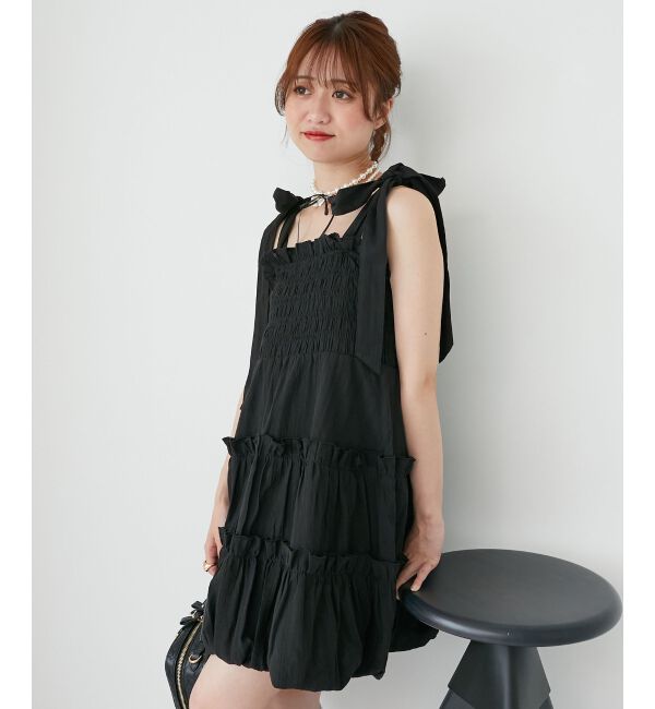  「肩リボンバルーンチュニック」|シャツ・ブラウス|