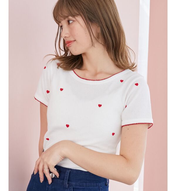  「ガーリーモチーフエンブロイダリーT」|Tシャツ・カットソー|