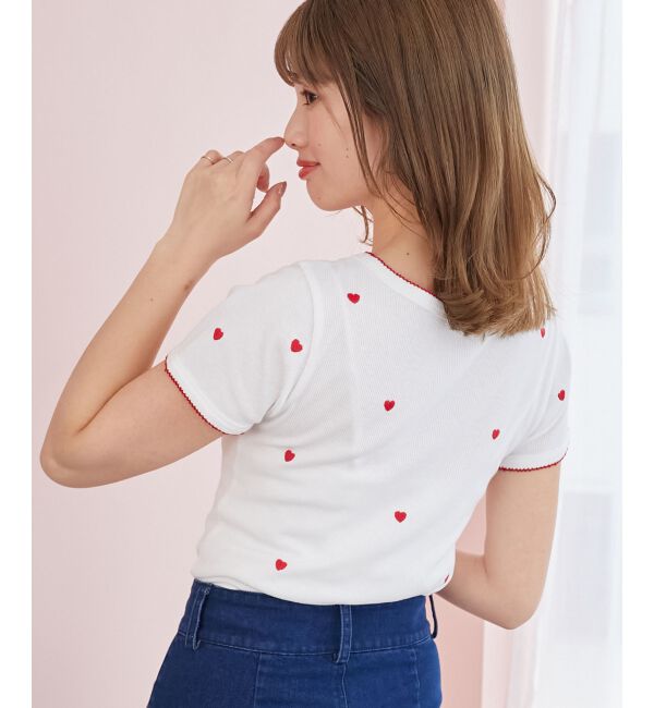  「ガーリーモチーフエンブロイダリーT」|Tシャツ・カットソー|