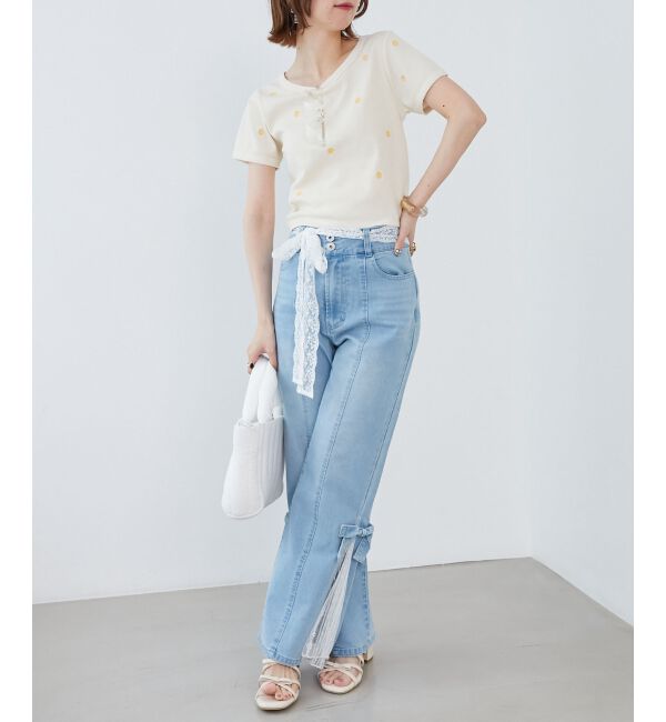  「ガーリーモチーフエンブロイダリーT」|Tシャツ・カットソー|