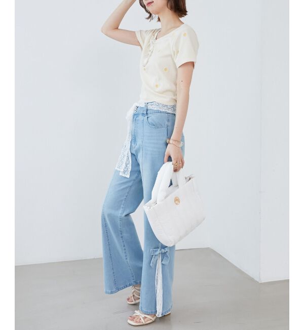  「ガーリーモチーフエンブロイダリーT」|Tシャツ・カットソー|