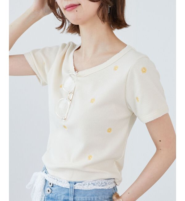  「ガーリーモチーフエンブロイダリーT」|Tシャツ・カットソー|