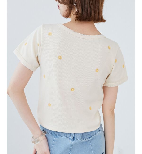  「ガーリーモチーフエンブロイダリーT」|Tシャツ・カットソー|