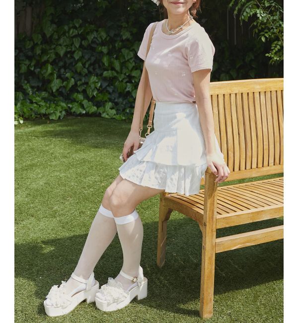  「ガーリーモチーフエンブロイダリーT」|Tシャツ・カットソー|