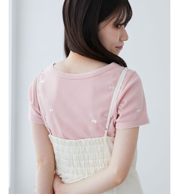  「ガーリーモチーフエンブロイダリーT」|Tシャツ・カットソー|