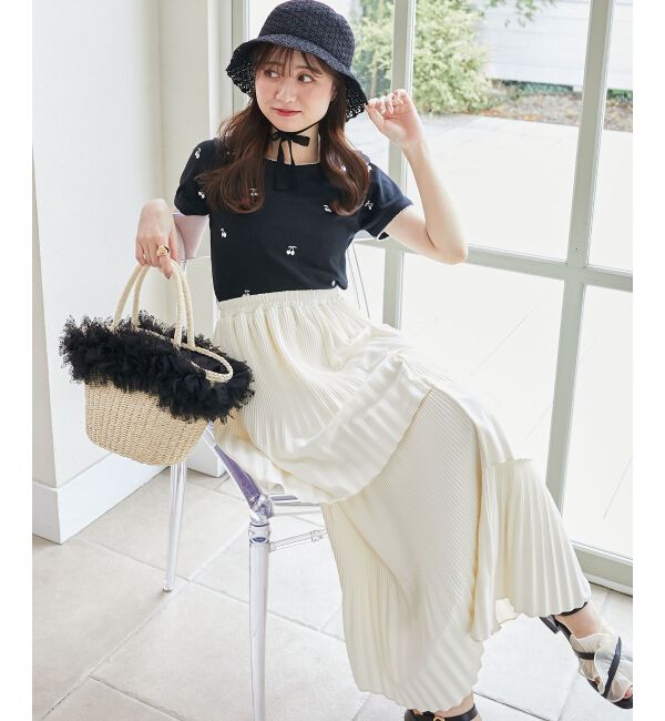  「ガーリーモチーフエンブロイダリーT」|Tシャツ・カットソー|