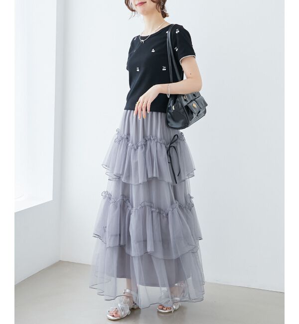  「ガーリーモチーフエンブロイダリーT」|Tシャツ・カットソー|