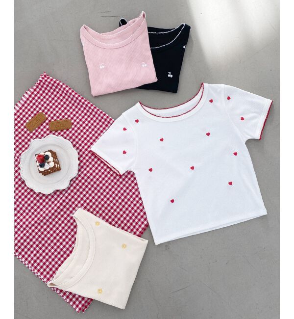  「ガーリーモチーフエンブロイダリーT」|Tシャツ・カットソー|