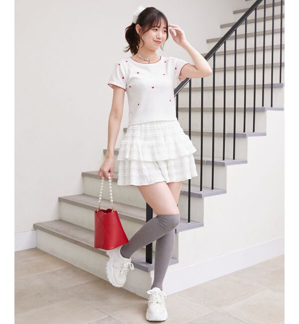  「ガーリーモチーフエンブロイダリーT」|Tシャツ・カットソー|