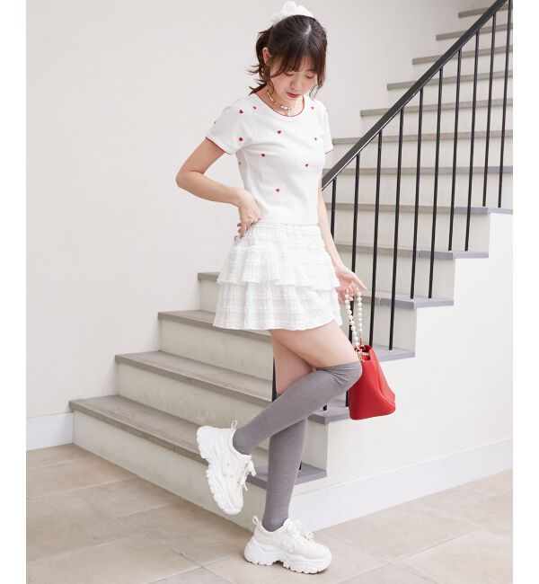  「ガーリーモチーフエンブロイダリーT」|Tシャツ・カットソー|