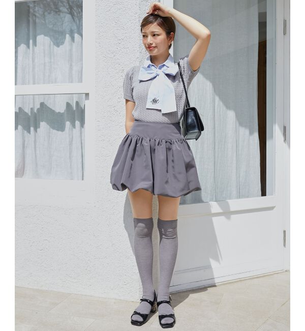  「リボンセットドッキング半袖ニット」|ニット・セーター|