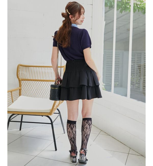  「リボンセットドッキング半袖ニット」|ニット・セーター|