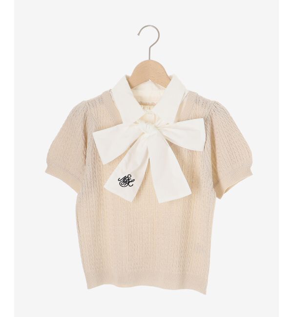  「リボンセットドッキング半袖ニット」|ニット・セーター|