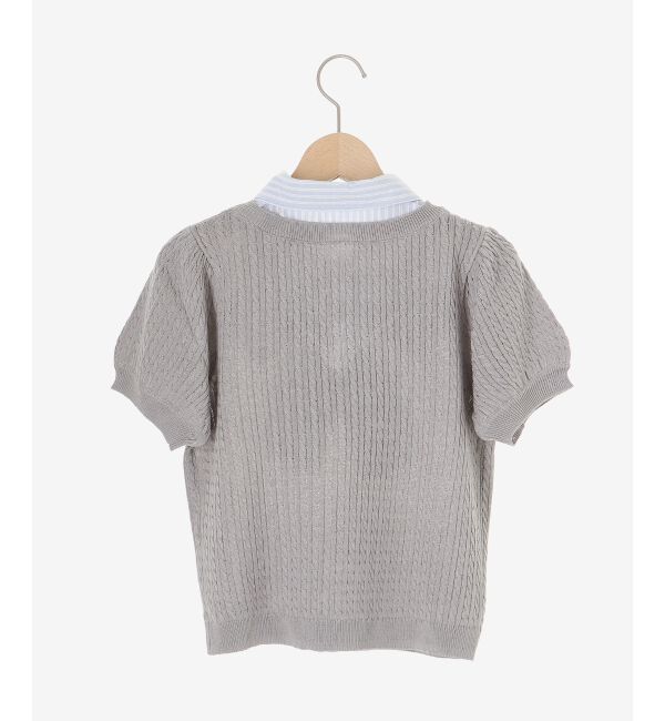  「リボンセットドッキング半袖ニット」|ニット・セーター|