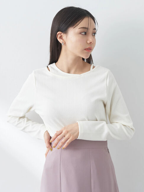 earth music&ecology「レイヤード風リブプルオーバー」|Tシャツ・カットソー|Ivory